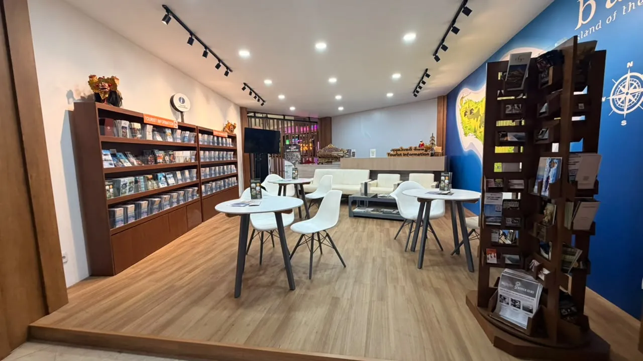 Inside the KTI Bali airport tourist information counter